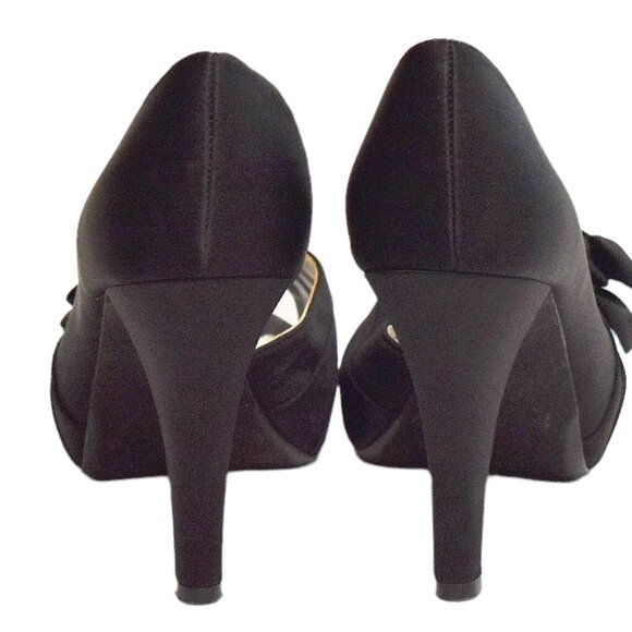 Michelangelo "Maribelle" Black Satin Dressy Peep-toe Pump - Picture 9 of 12